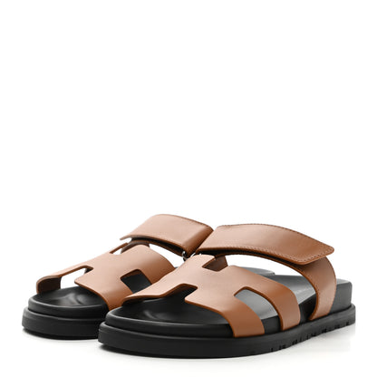 Hermes Calfskin Womens Chypre Sandals 35 Gold 3 of 9