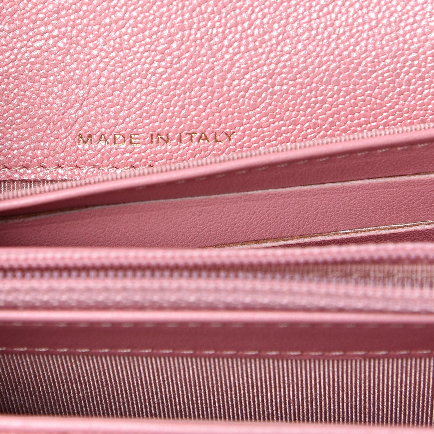 Iridescent Caviar Quilted Medium Flap Wallet Rose Pink