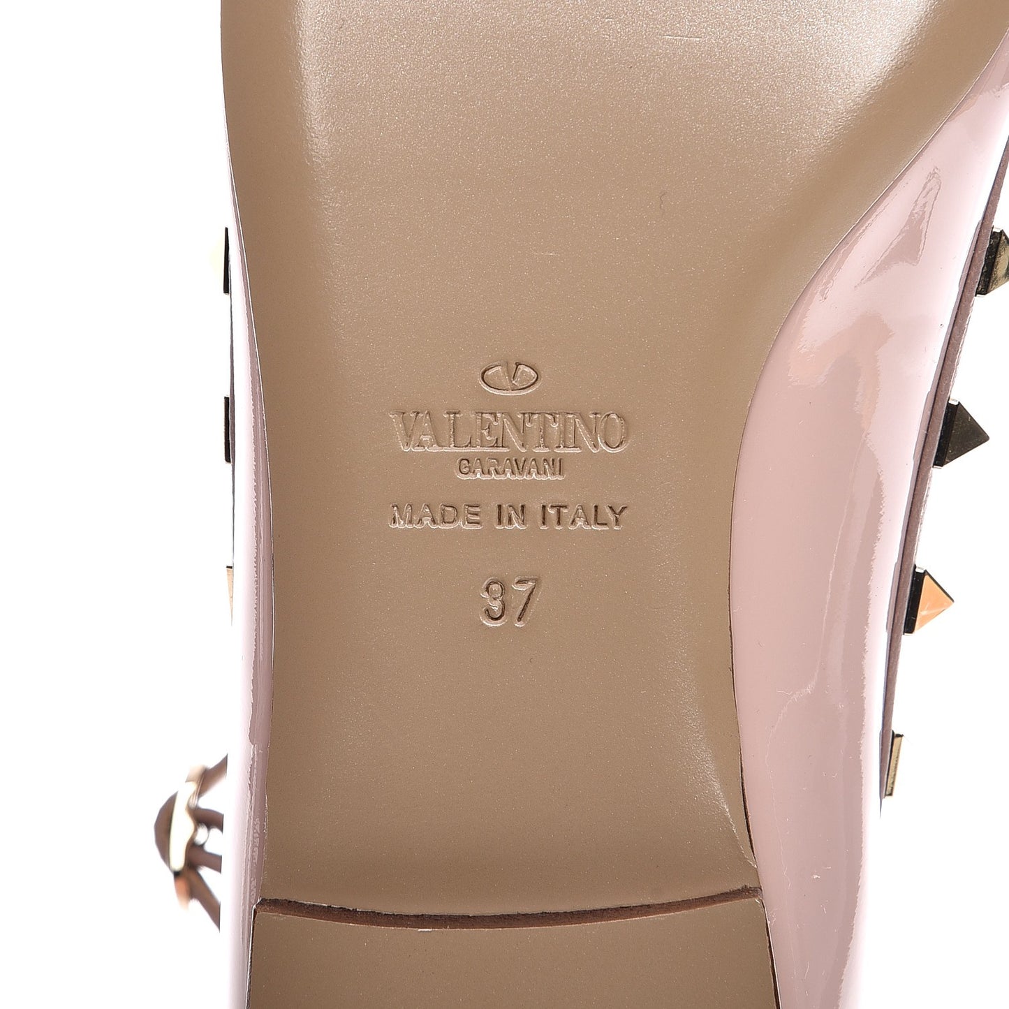 Patent Rockstud Cage Ballerina Flats 37 Water Rose Poudre
