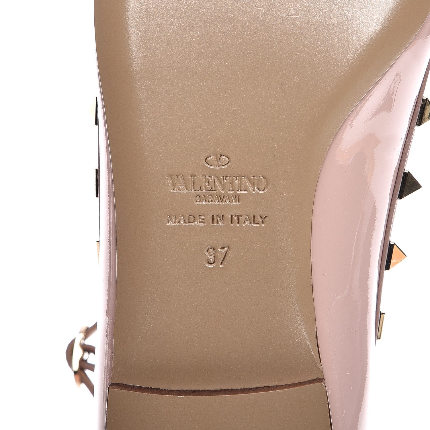 Valentino Garavani Patent Rockstud Cage Ballerina Flats 37 Water Rose Poudre 5 of 7