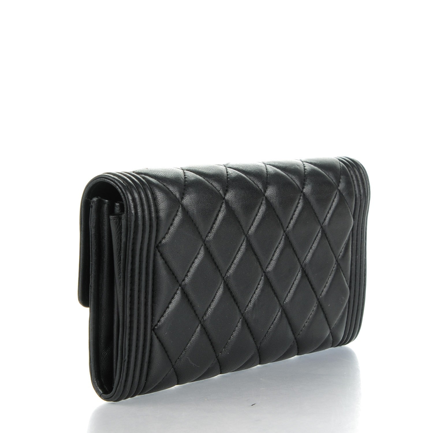 Chanel Lambskin Quilted Boy Flap Wallet Black 3 of 8