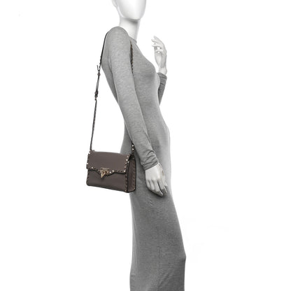 Valentino Garavani Pebbled Calfskin Medium Rockstud Flip Lock Crossbody Bag Poudre 2 of 9