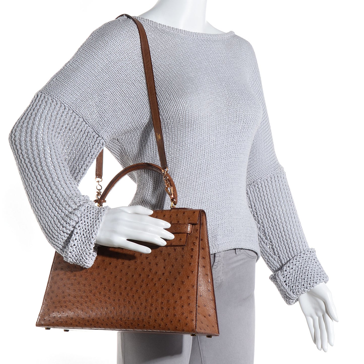 Ostrich Kelly Sellier 32 Gold