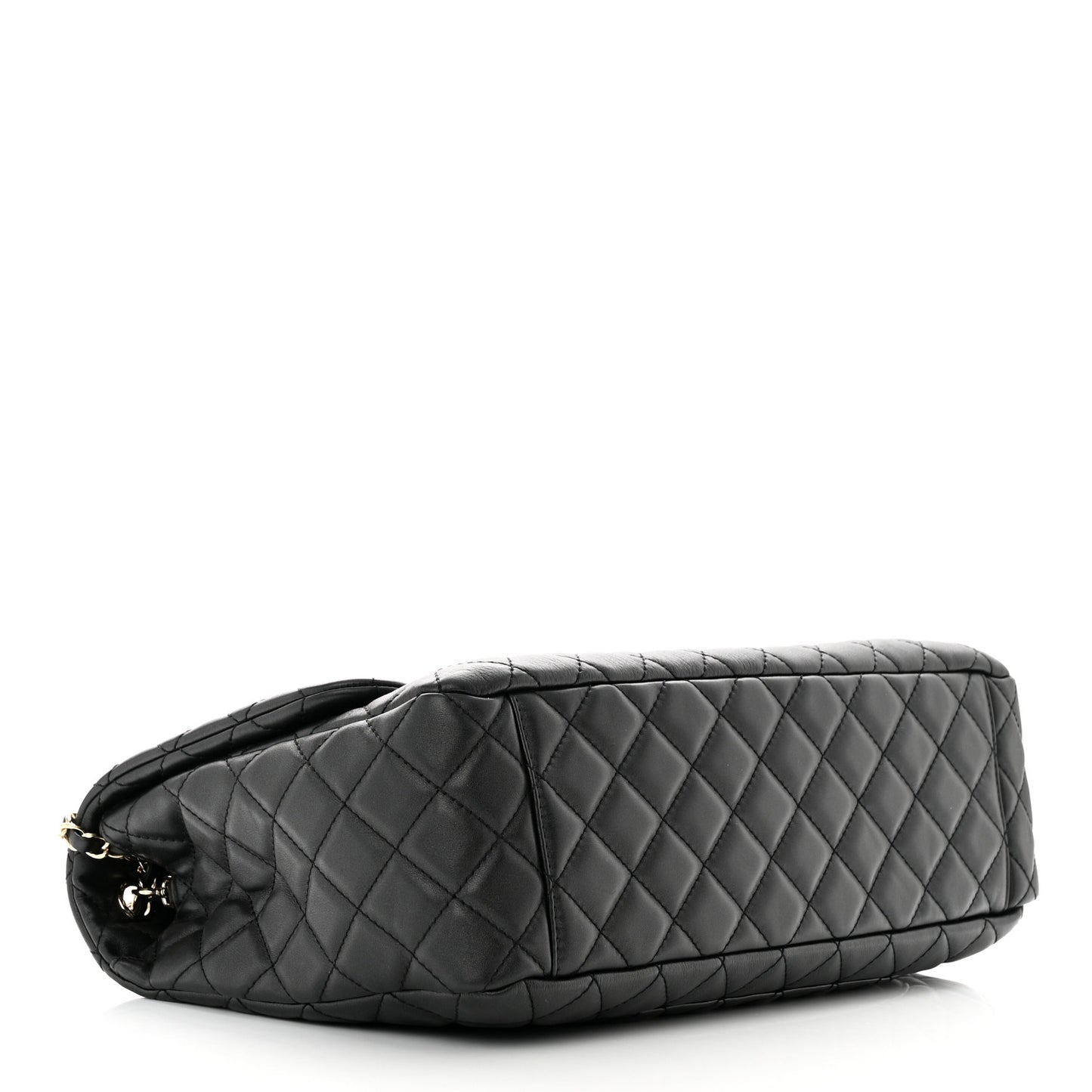 Metallized Calfskin Quilted Small XXL Travel Flap Bag Black