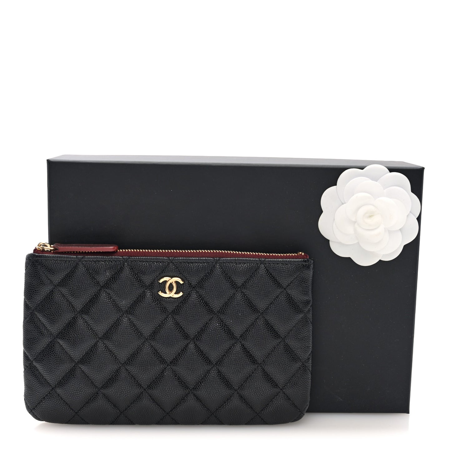 Caviar Quilted Cosmetic Case Black