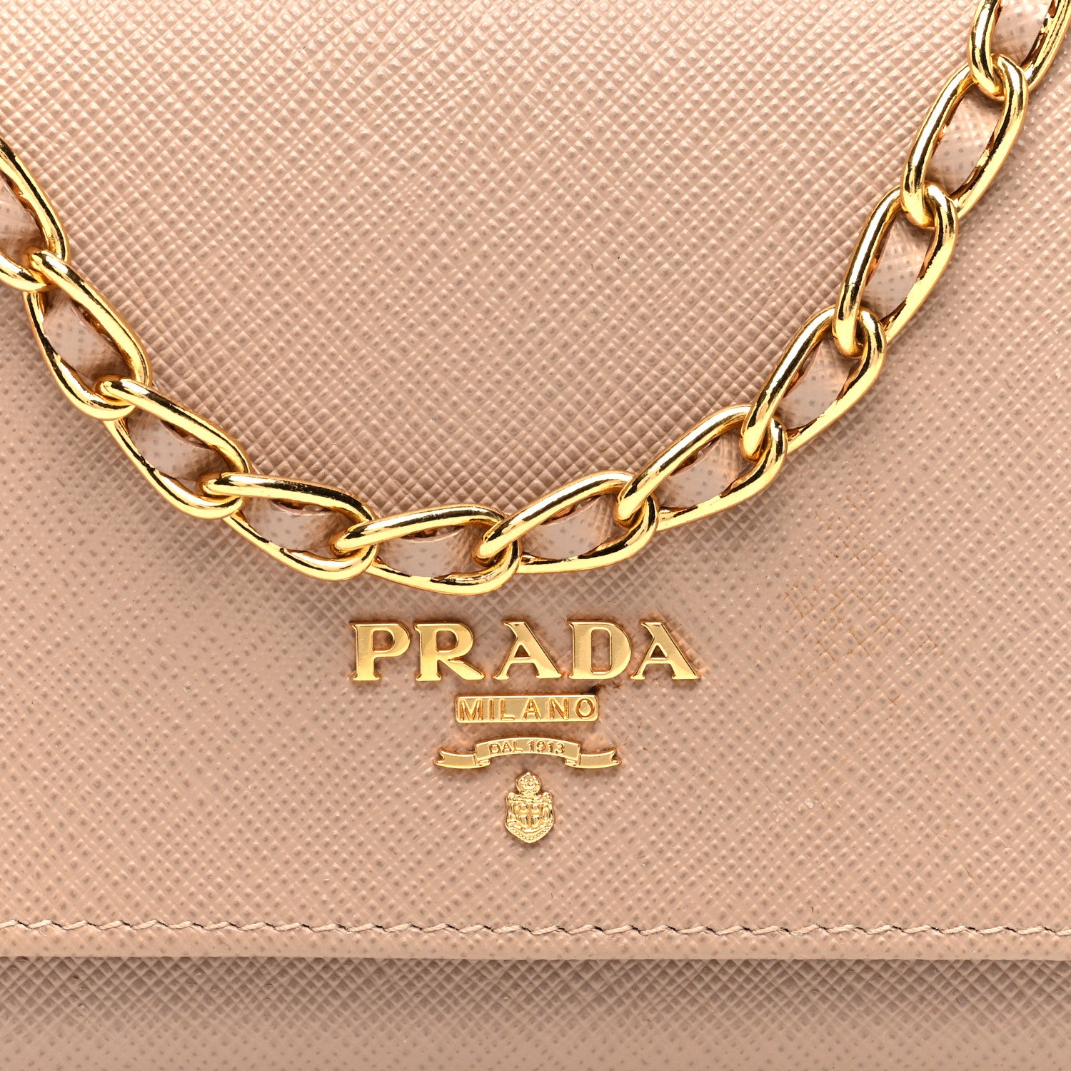 Prada Saffiano Metal Oro Chain Wallet Cammeo 8 of 12