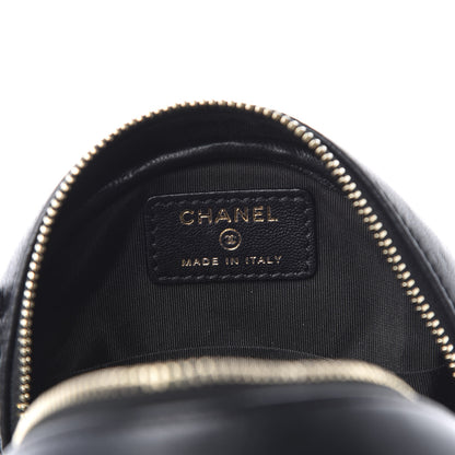 Chanel Lambskin Quilted Studded Round Clutch With Chain Black 7 of 10