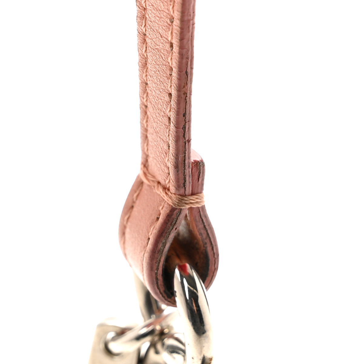 Fendi Fox Fur Nappa Bi-Color Striped Pom Pom Bag Charm Red Pink 4 of 4