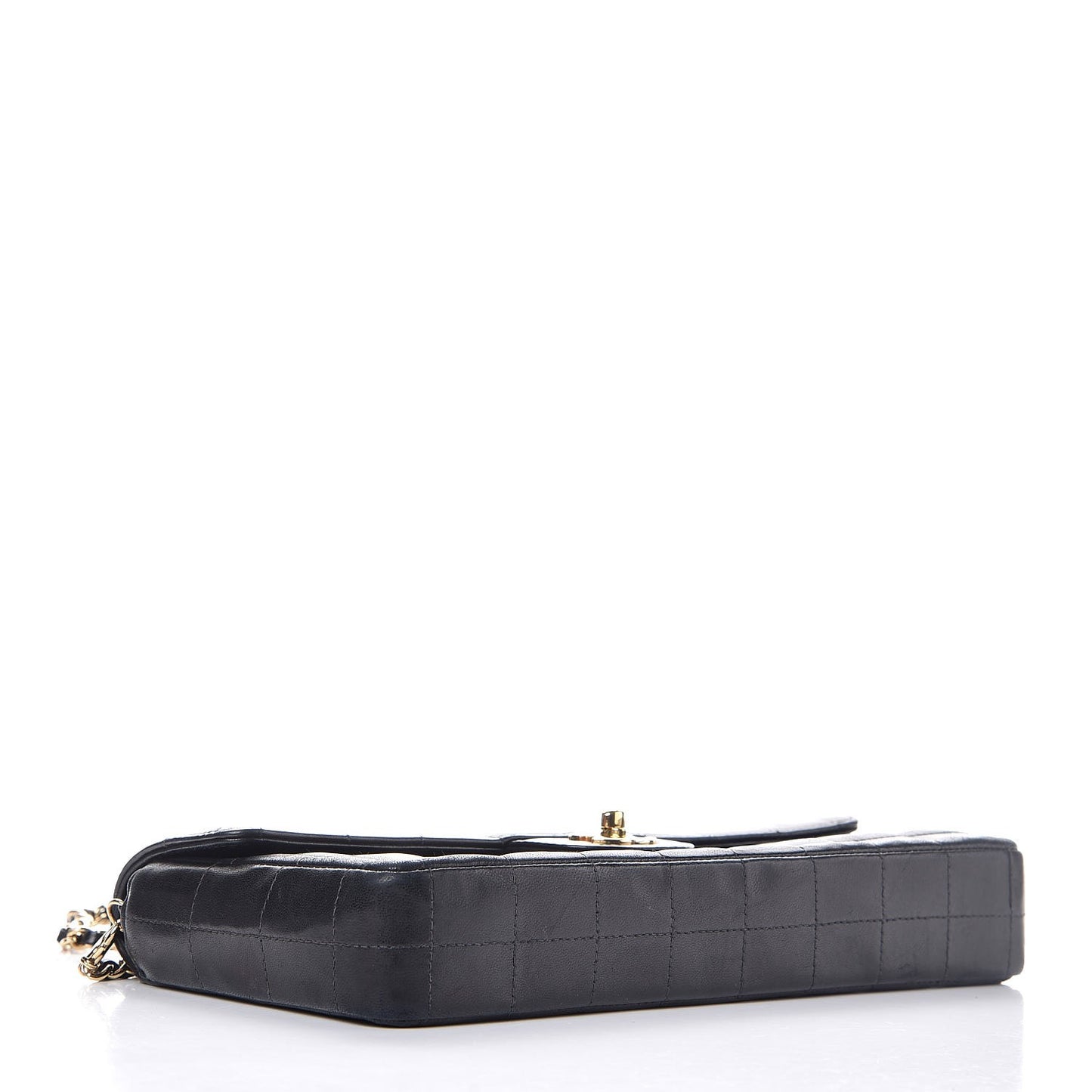 Lambskin East West Chocolate Bar Flap Black