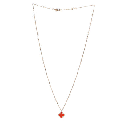 Van Cleef & Arpels 18K Rose Gold Carnelian Sweet Alhambra Pendant Necklace 3 of 8