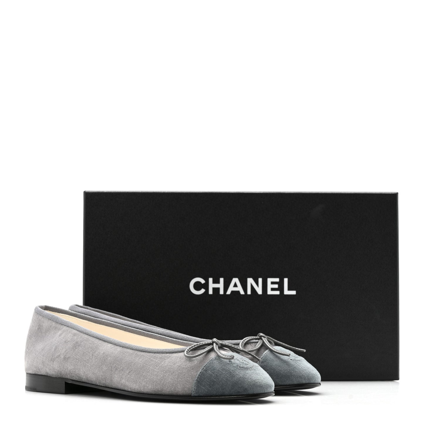 Velvet Cap Toe Ballerina Flats 36.5 Grey Green