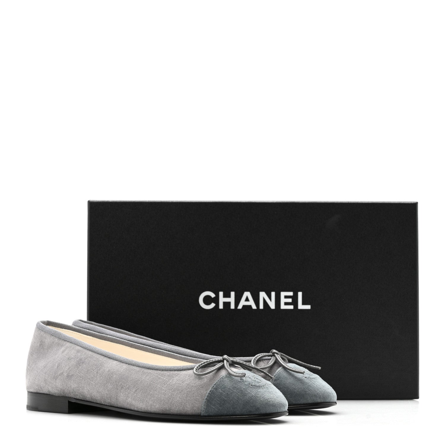 Chanel Velvet Cap Toe Ballerina Flats 36.5 Grey Green 12 of 12