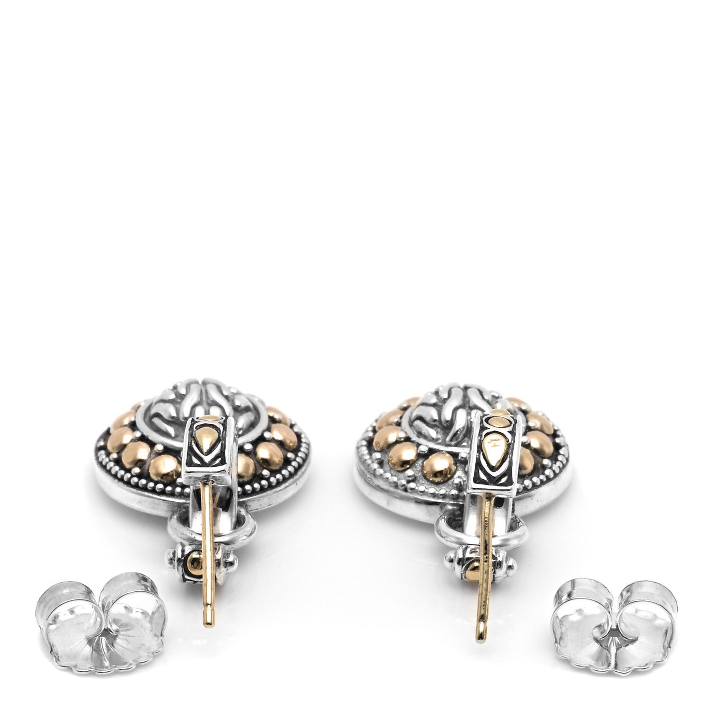 Sterling Silver 18K Yellow Gold Classic Chain Dot Drop Earrings