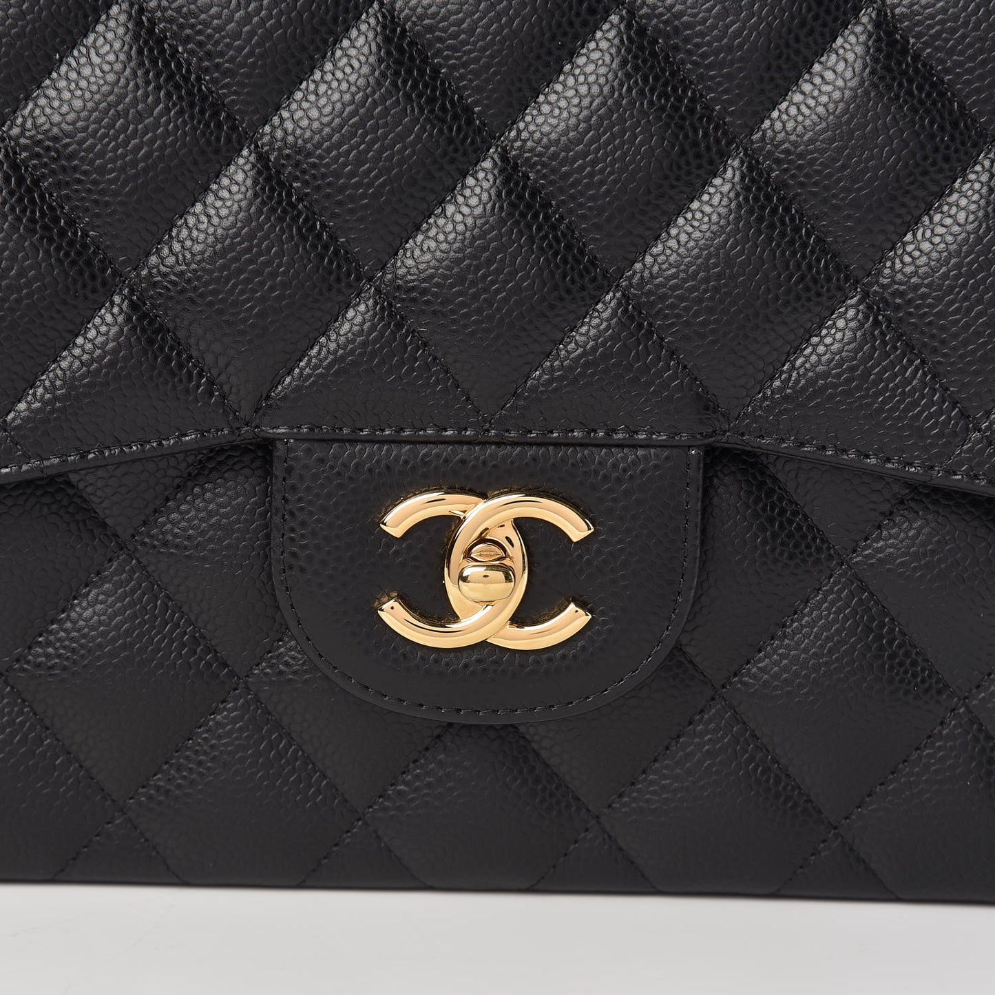 Caviar Quilted Jumbo Double Flap Black