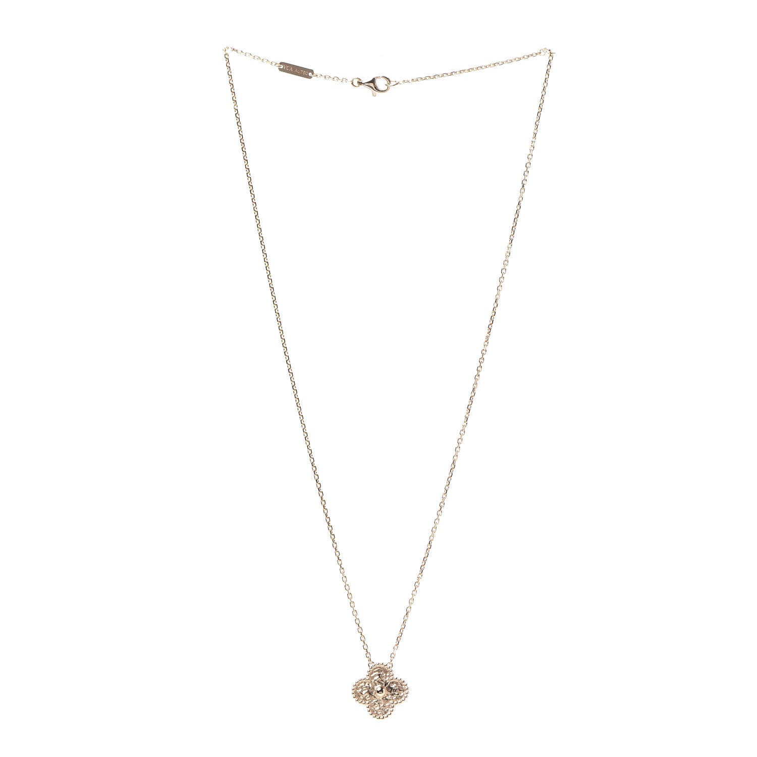 Van Cleef & Arpels 18K Rose Gold Vintage Alhambra Pendant Necklace 3 of 9