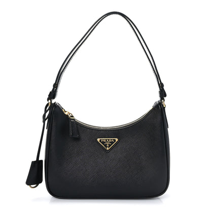 Prada Saffiano Lux Mini Re-Edition Shoulder Bag Black 1 of 8