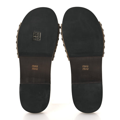 Miu Miu Suede Logo Slide Clogs 37 Cannella 7 of 11