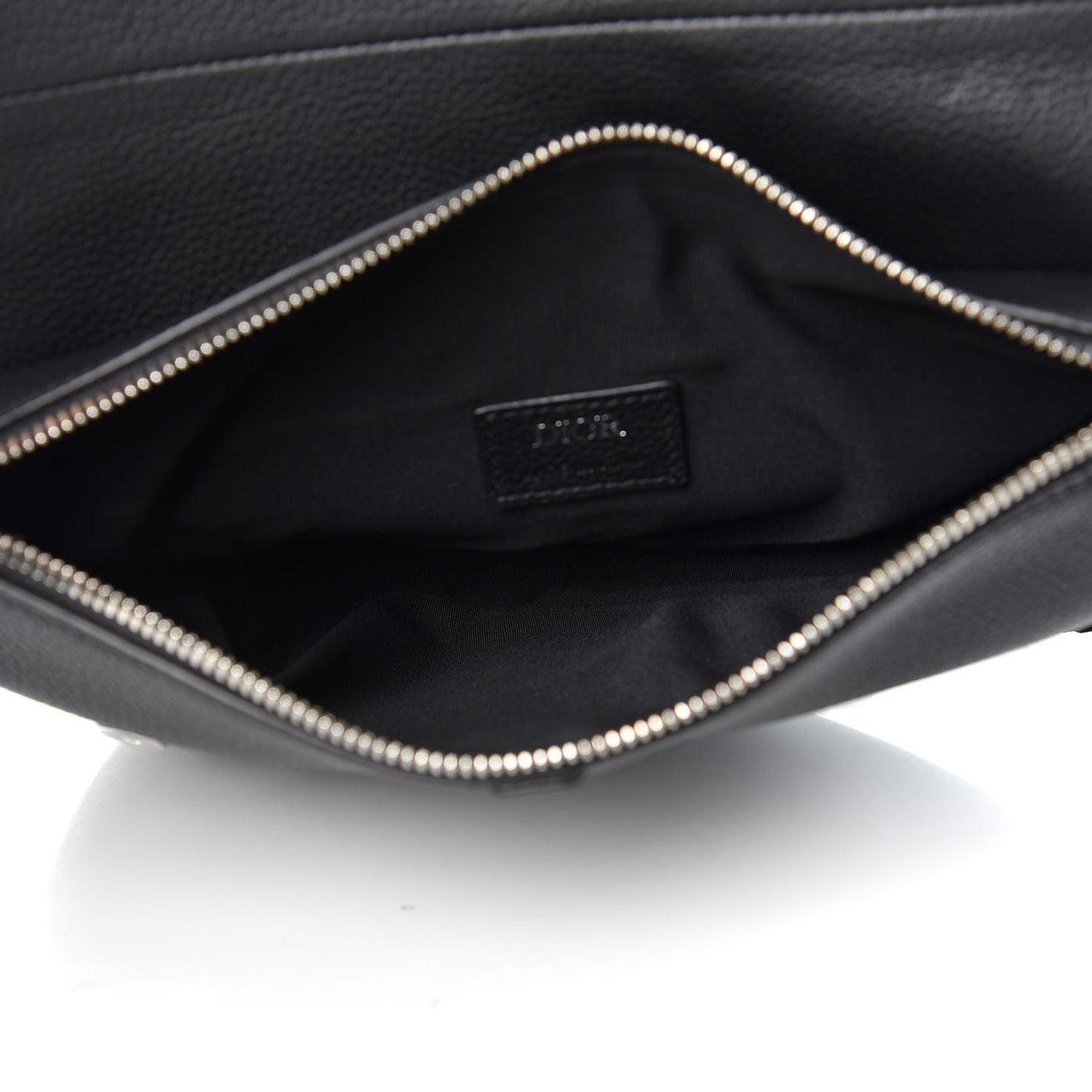 Grained Calfskin Mens Saddle Pouch Black