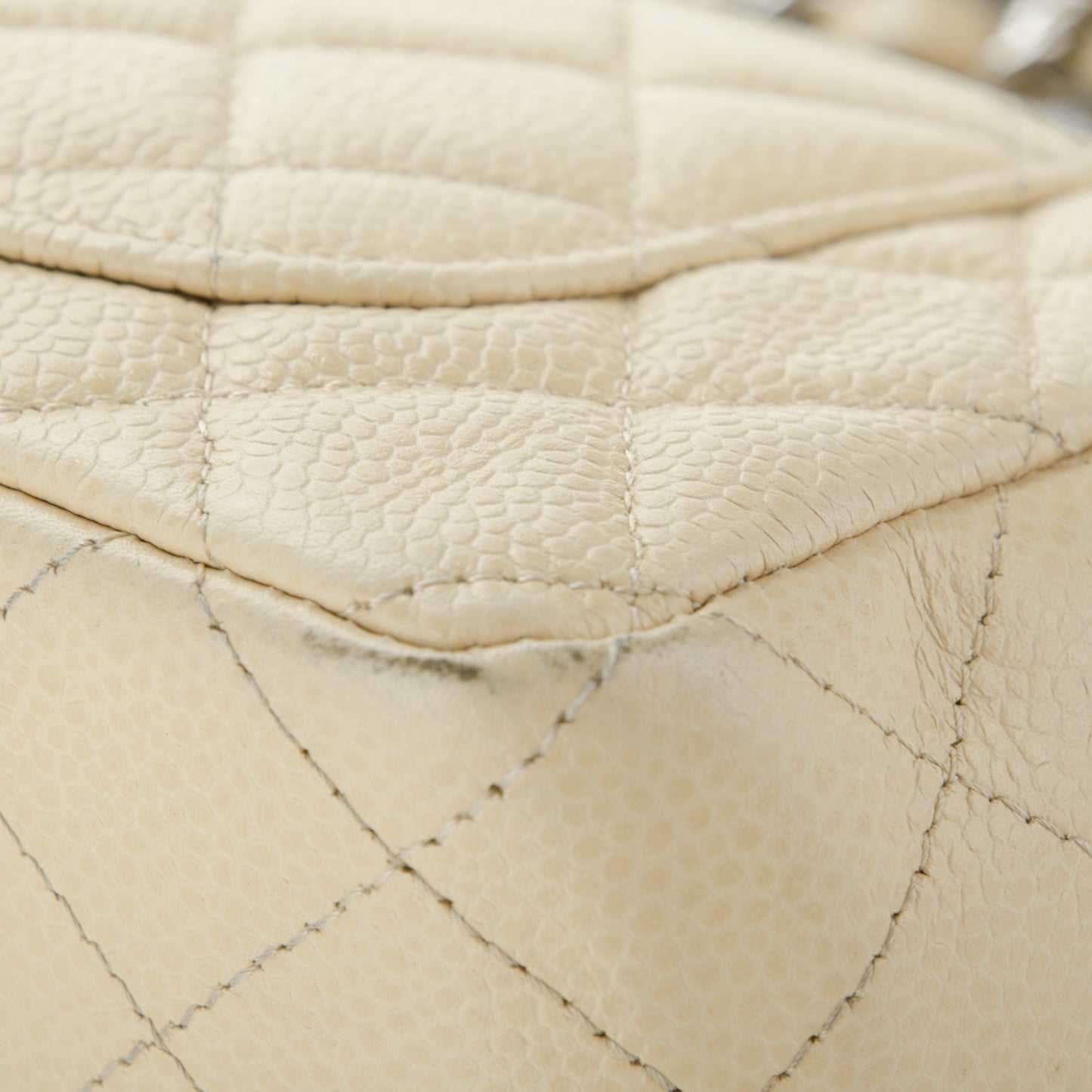 Caviar Quilted Mini Rectangular Flap Beige Clair