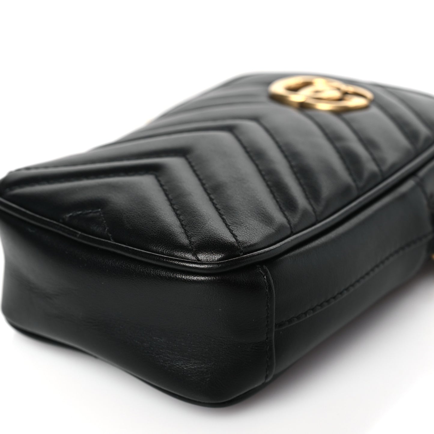 Calfskin Matelasse Mini GG Marmont Crossbody Bag Black