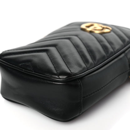 Gucci Calfskin Matelasse Mini GG Marmont Crossbody Bag Black 9 of 9
