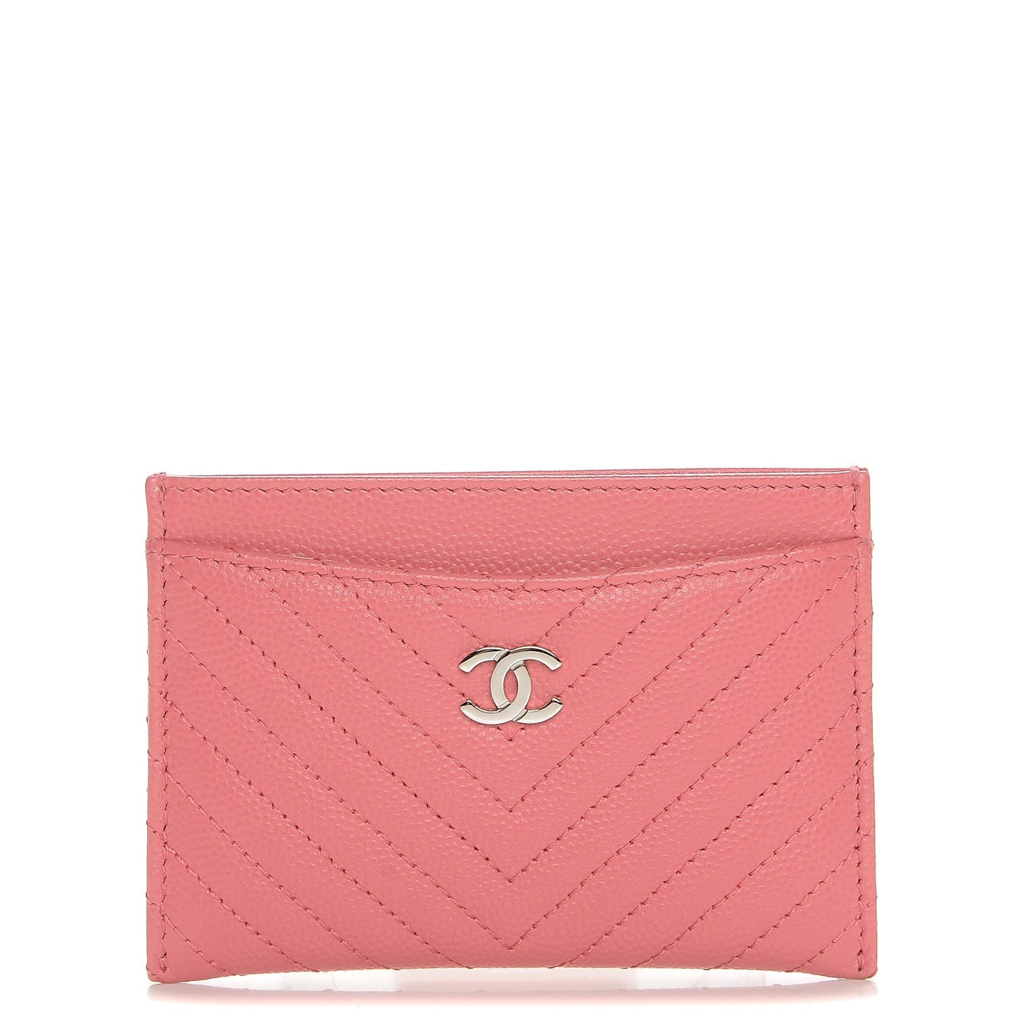 Caviar Chevron Quilted Card Holder Pink