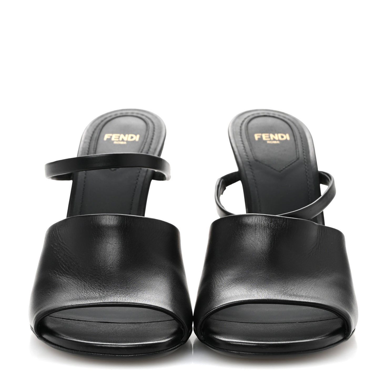 Calfskin Fendi First 95mm Slide Sandals 38 Black