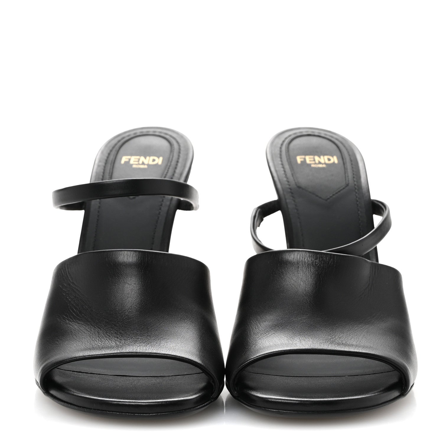 Fendi Calfskin Fendi First 95mm Slide Sandals 38 Black 3 of 8