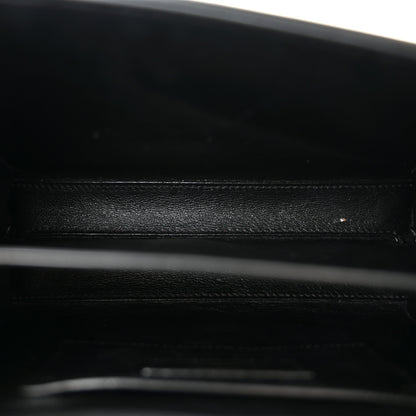 Saint Laurent Nubuk Crocodile Embossed Mini Classic Monogram Cassandra Top Handle Black 5 of 11