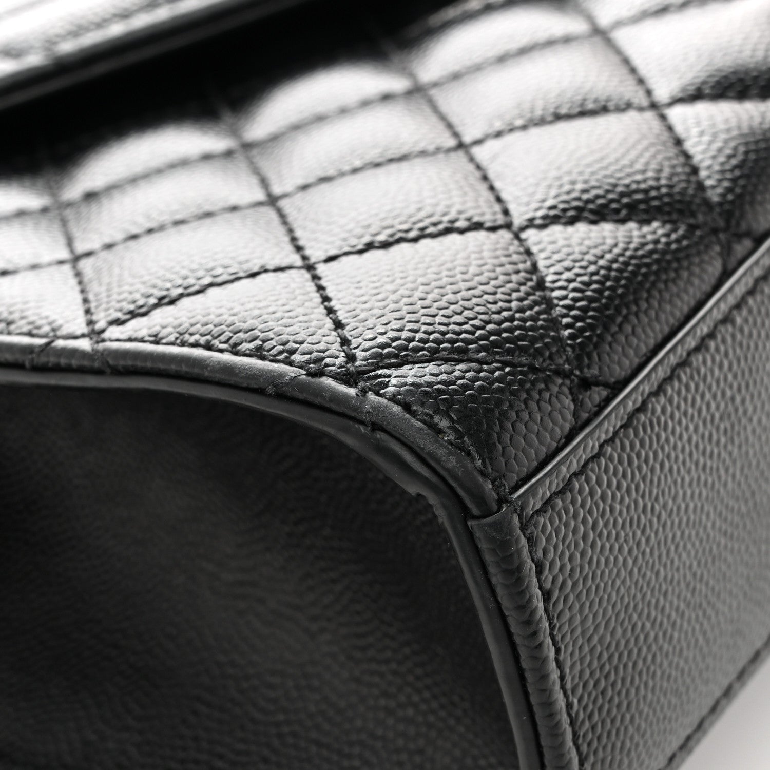 Saint Laurent Grain De Poudre Textured Mixed Matelasse Triquilt Medium Monogram Satchel Black 11 of 14