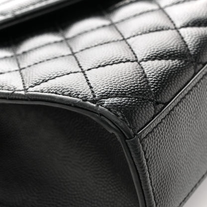Saint Laurent Grain De Poudre Textured Mixed Matelasse Triquilt Medium Monogram Satchel Black 11 of 14