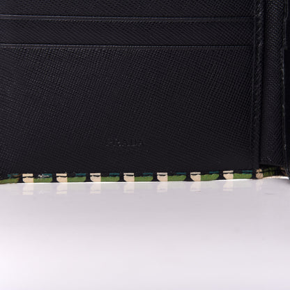 Prada Saffiano Geometric Print Bi-Fold Wallet Smeraldo Dis 6 of 9