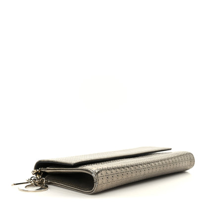 Christian Dior Metallic Patent Micro-Cannage Lady Dior Croisiere Chain Wallet Champagne 5 of 11