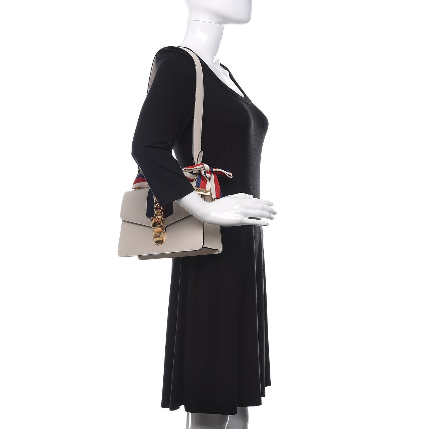 Calfskin Small Sylvie Shoulder Bag Off White
