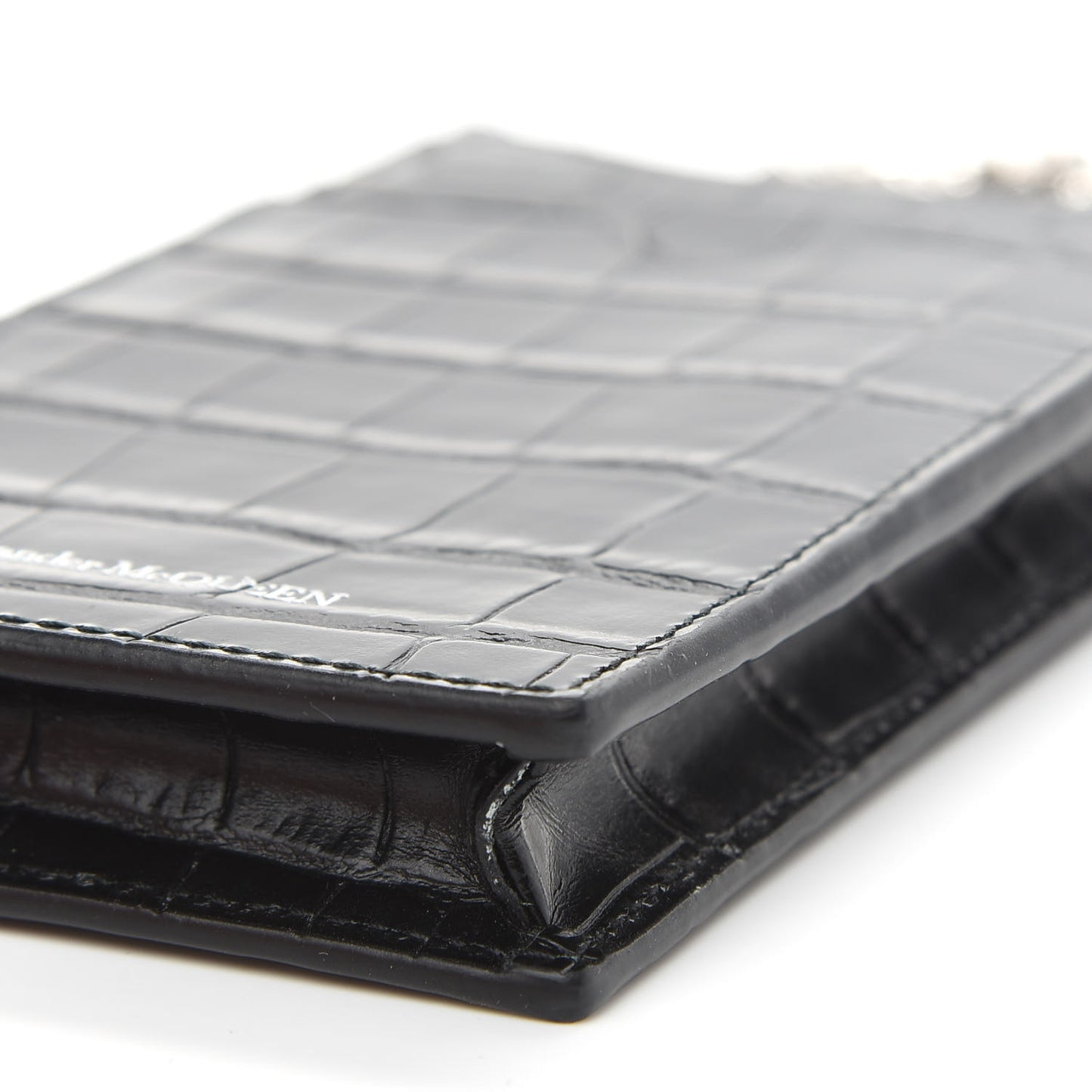Crocodile Embossed Chain Phone Case Black