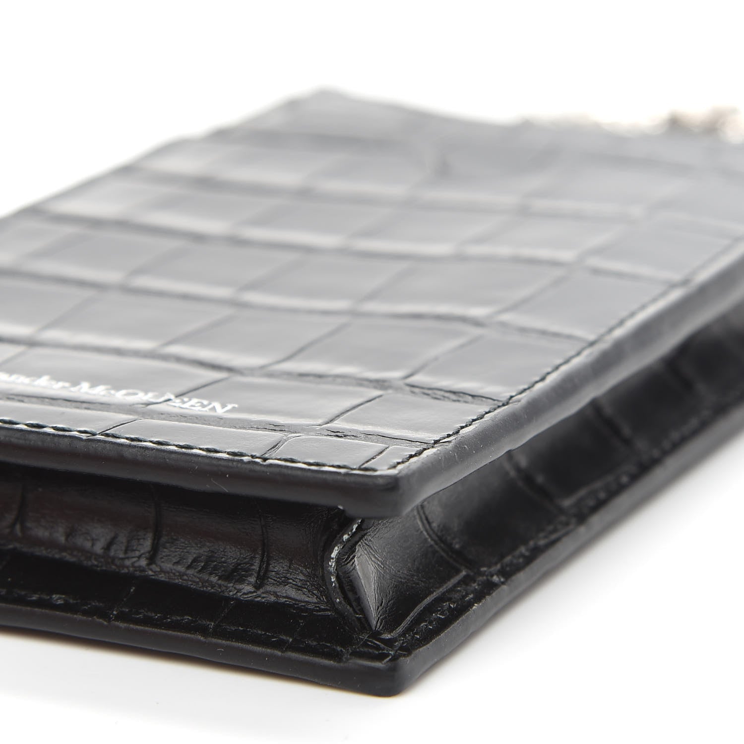 Alexander McQueen Crocodile Embossed Chain Phone Case Black 9 of 9