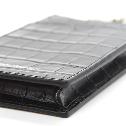Alexander McQueen Crocodile Embossed Chain Phone Case Black 9 of 9