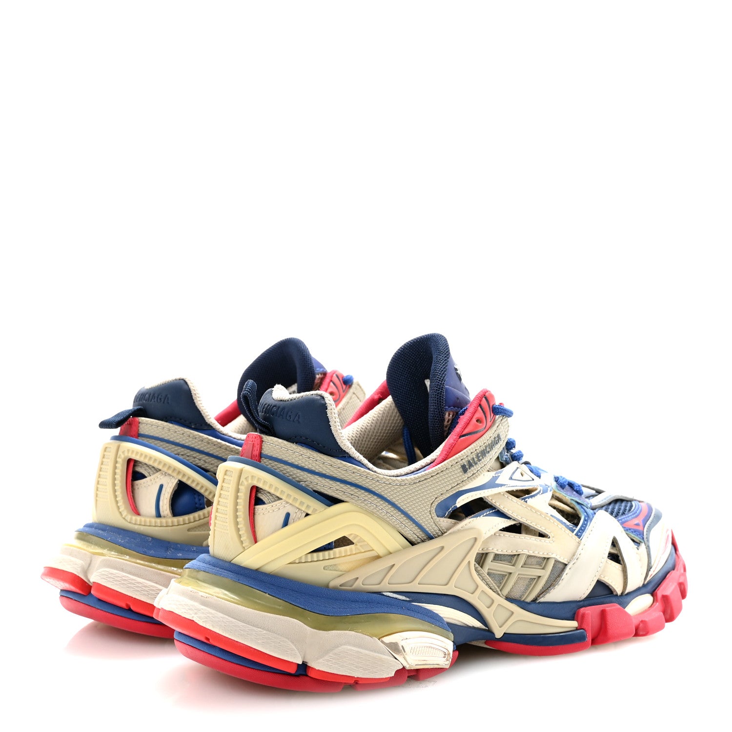 Balenciaga Rubber Mesh Bi-Color Womens Track.2 Open Sneakers 39 Beige Blue Red 9 of 20
