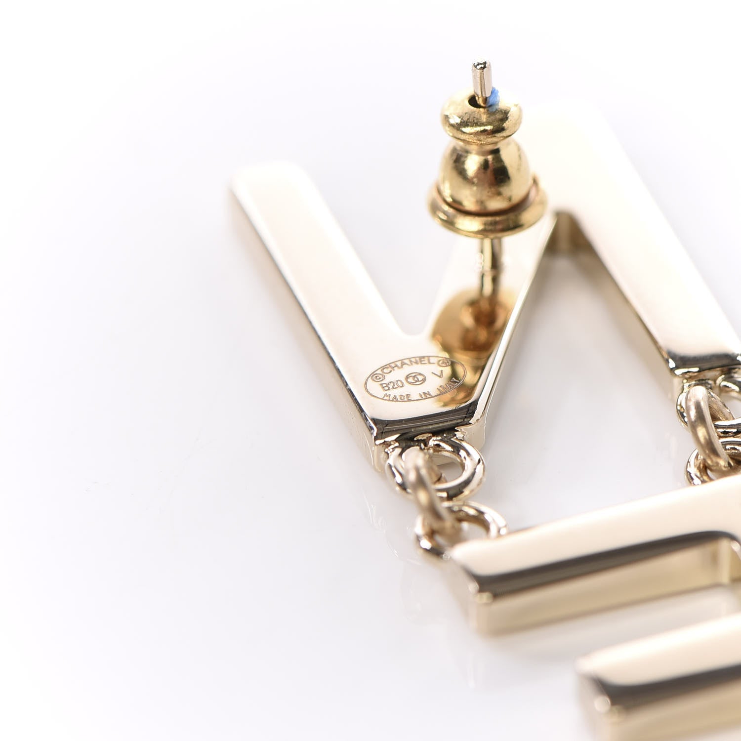 Chanel Metal Cha-Nel Logo Drop Earrings Gold 3 of 4