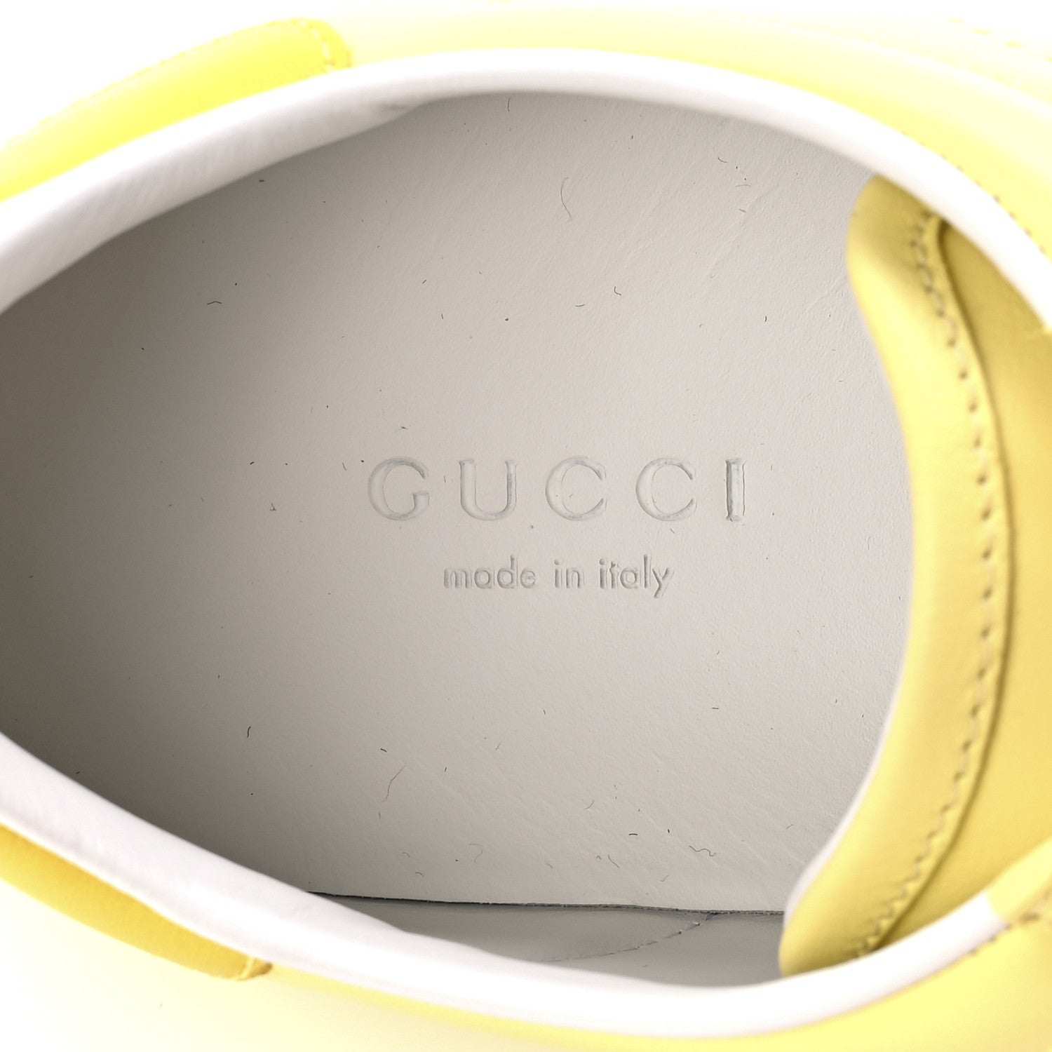 Gucci Calfskin Interlocking G Perforated Womens Ace Sneakers 36.5 Banana Straw Yellow 7 of 8