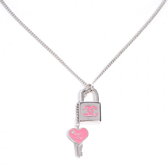 Chanel Padlock and Key CC Necklace Pink 1 of 5