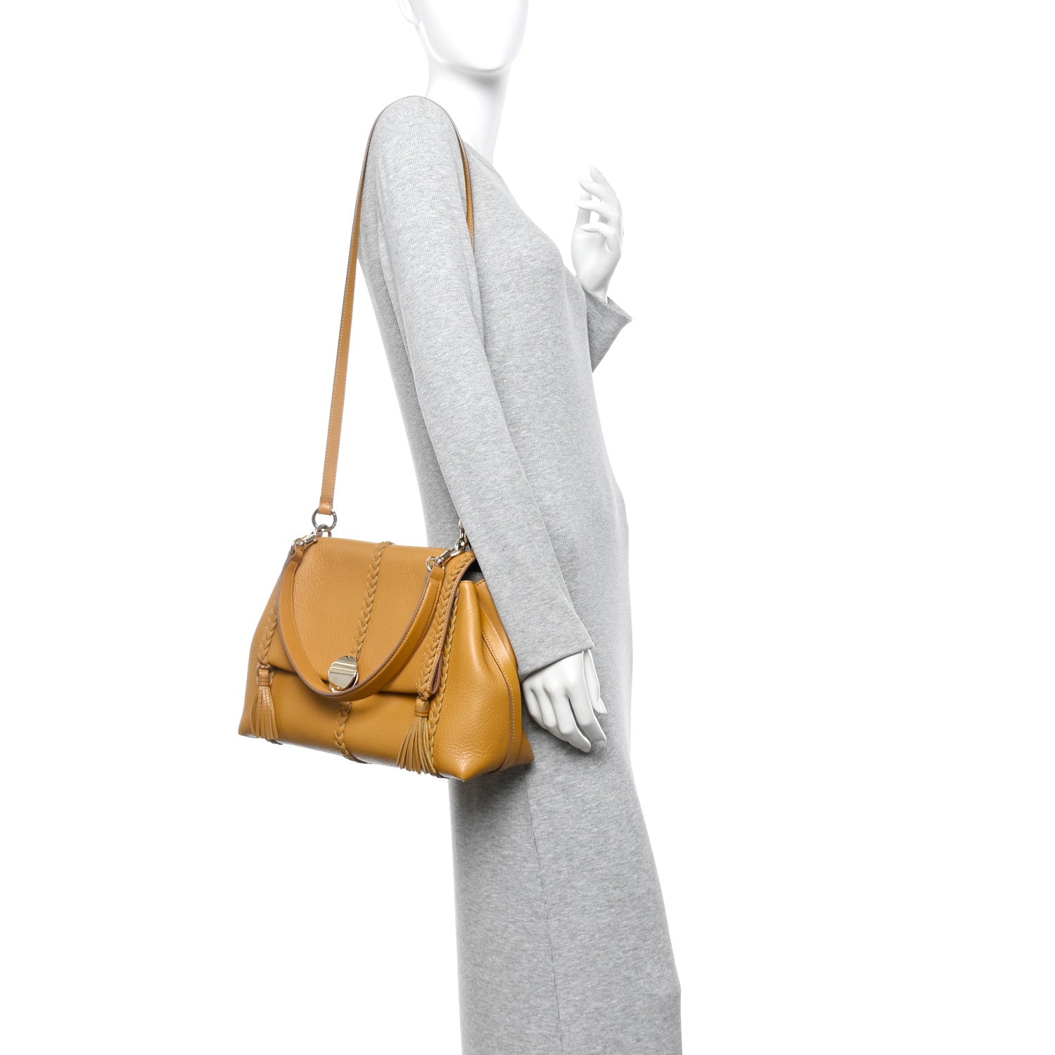 Chloe Grained Calfskin Medium Penelope Shoulder Bag Dusty Gold 2 of 10