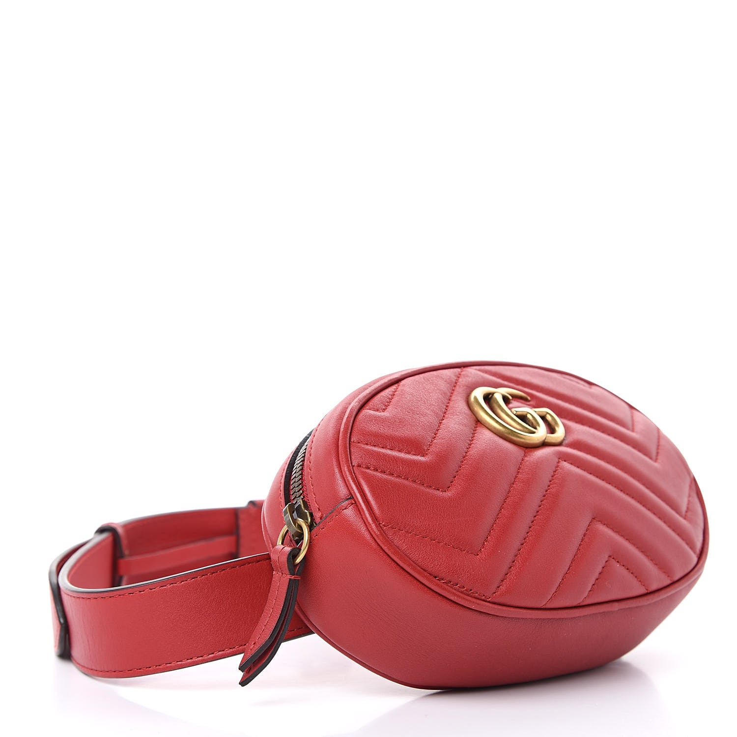 Gucci Calfskin Matelasse GG Marmont Belt Bag 75 30 Hibiscus Red 4 of 12