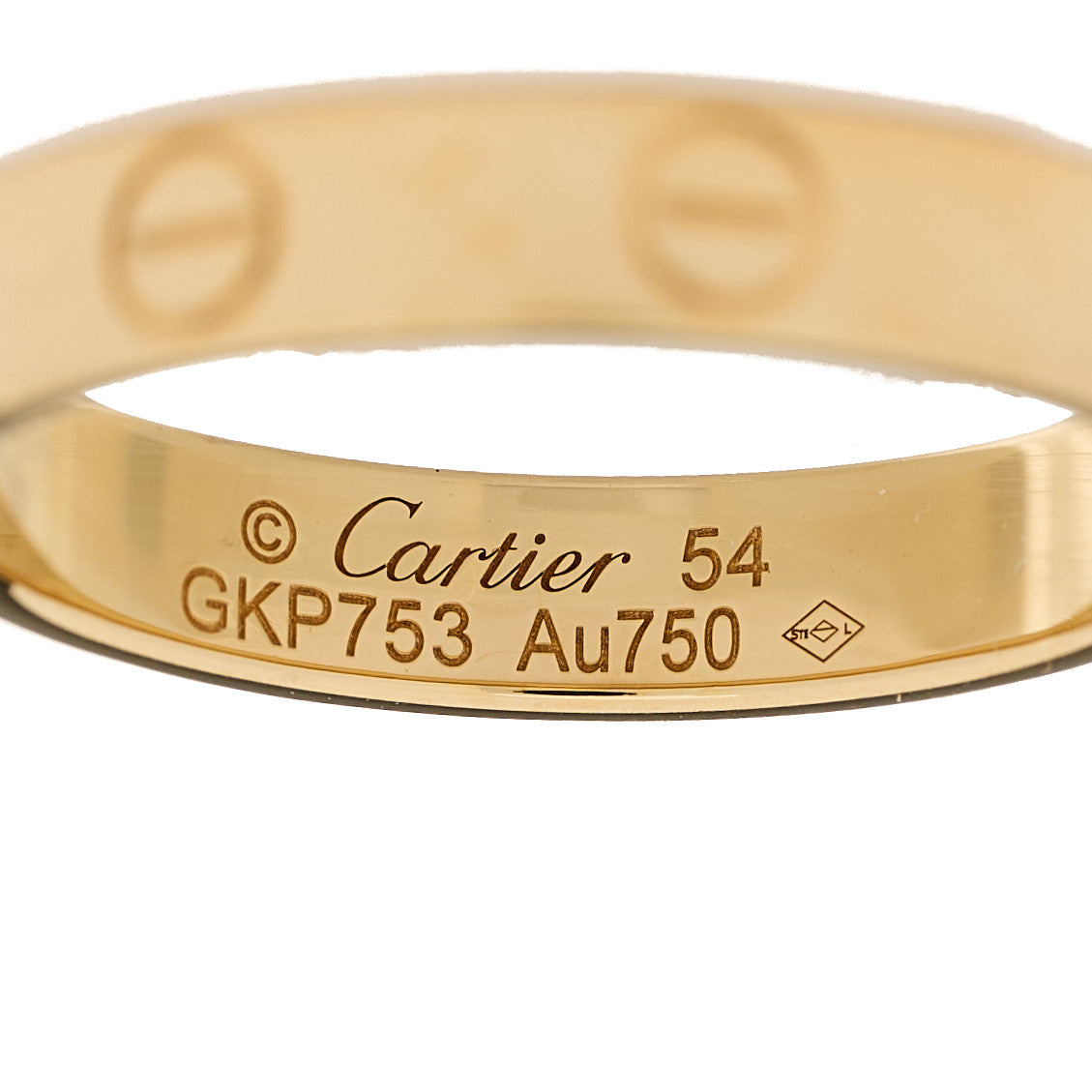 18K Yellow Gold 3.5mm LOVE Wedding Band Ring 54 7