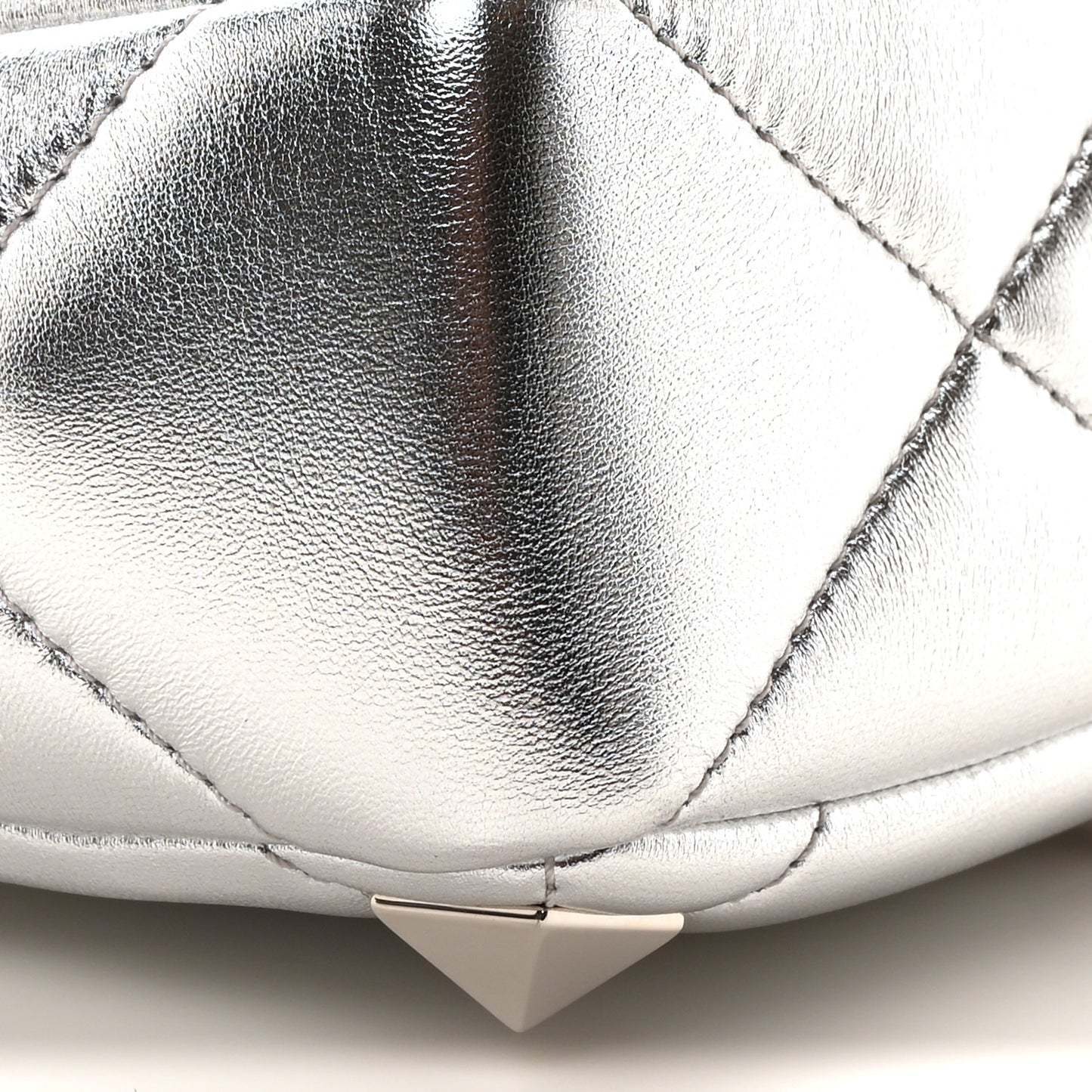 Nappa Medium Roman Stud Shoulder Bag Silver
