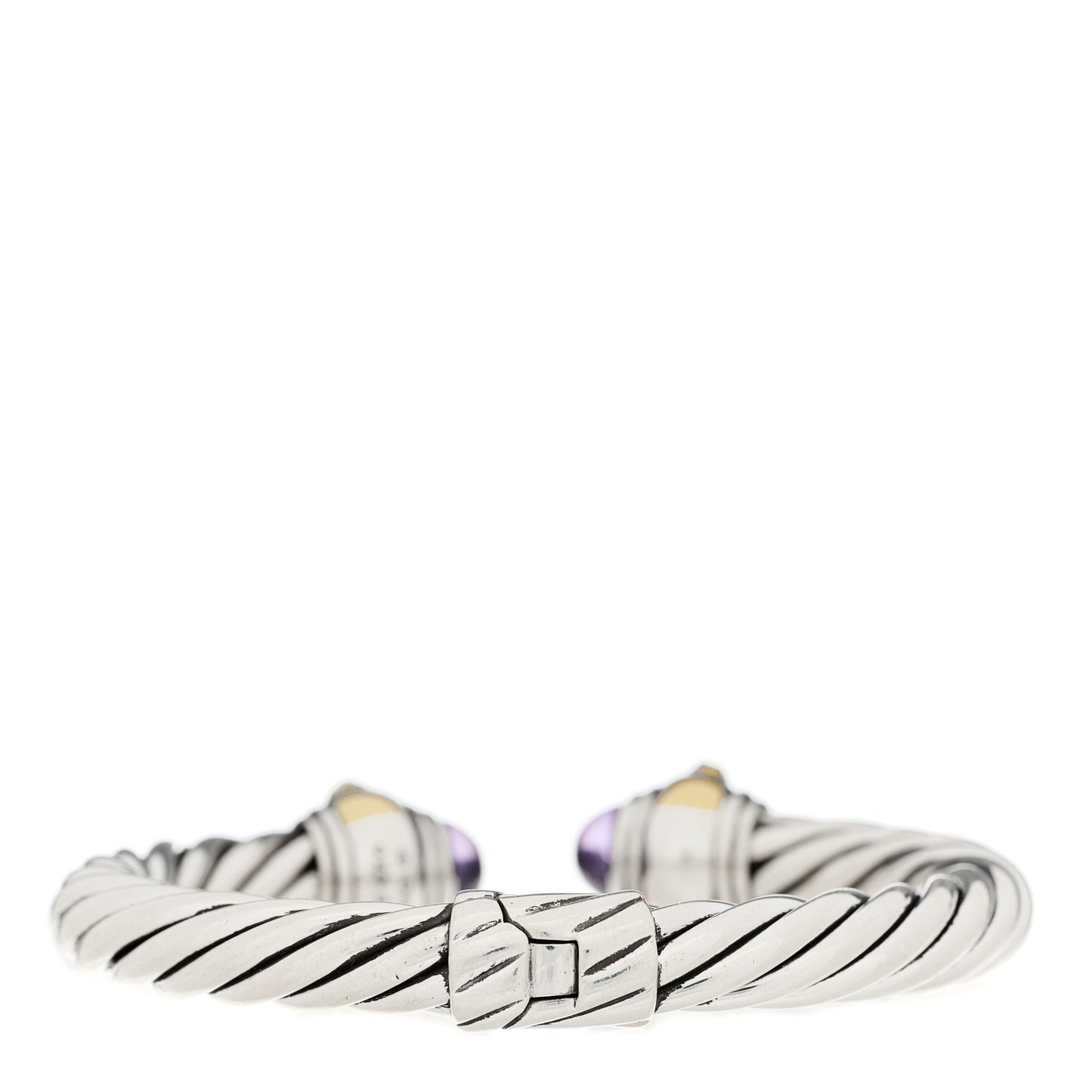 Sterling Silver 14K Yellow Gold Amethyst Rhodolite Garnet 8.5mm Cable Renaissance Bracelet