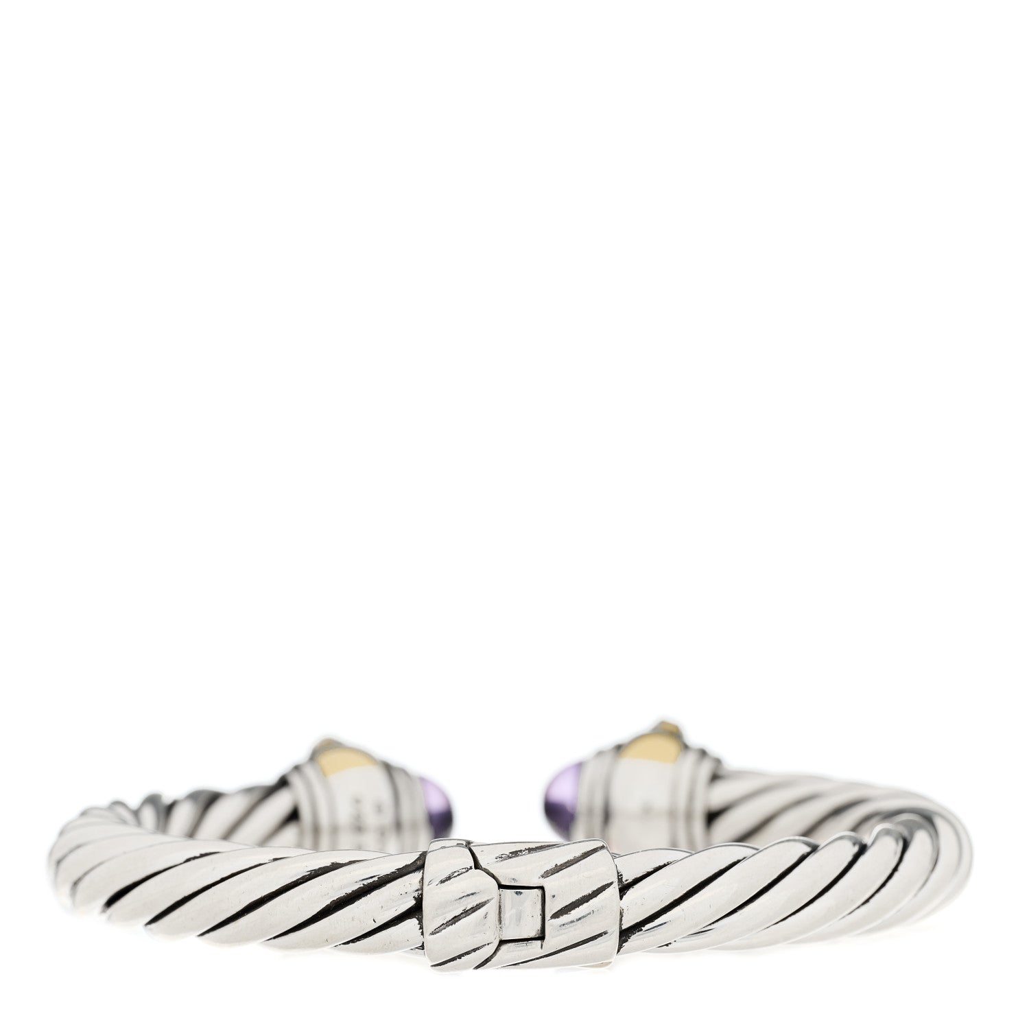 David Yurman Sterling Silver 14K Yellow Gold Amethyst Rhodolite Garnet 8.5mm Cable Renaissance Bracelet 2 of 4