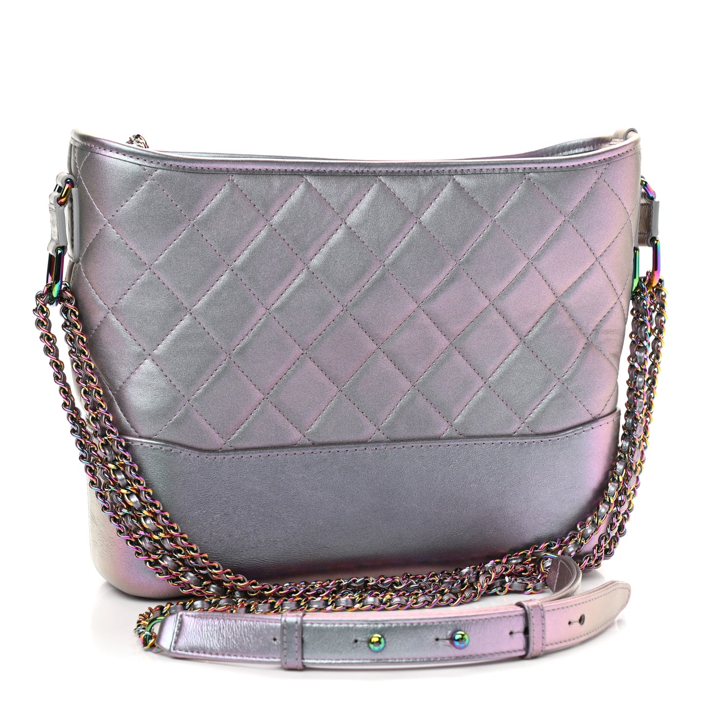 Iridescent Lambskin Calfskin Quilted Medium Gabrielle Hobo Light Purple
