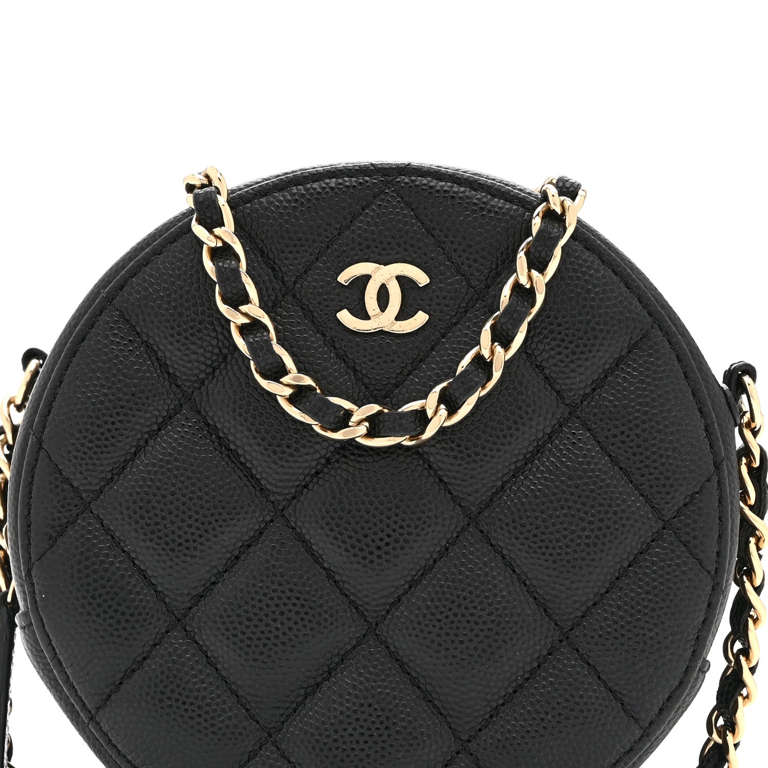 Chanel Caviar Quilted Round Clutch With Chain Black 8 of 10