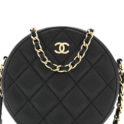 Chanel Caviar Quilted Round Clutch With Chain Black 8 of 10